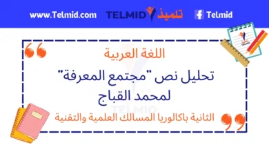 تحليل نص مجتمع المعرفة لمحمد القباج